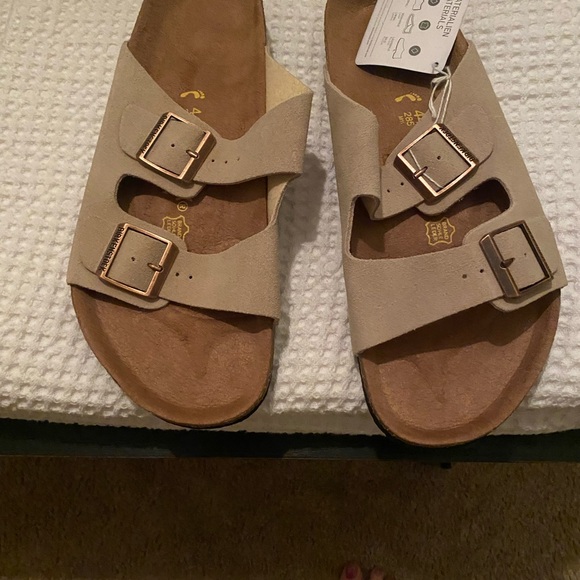 Birkenstock Tan Sandals with Two-Strap Design - Picture 1 of 4